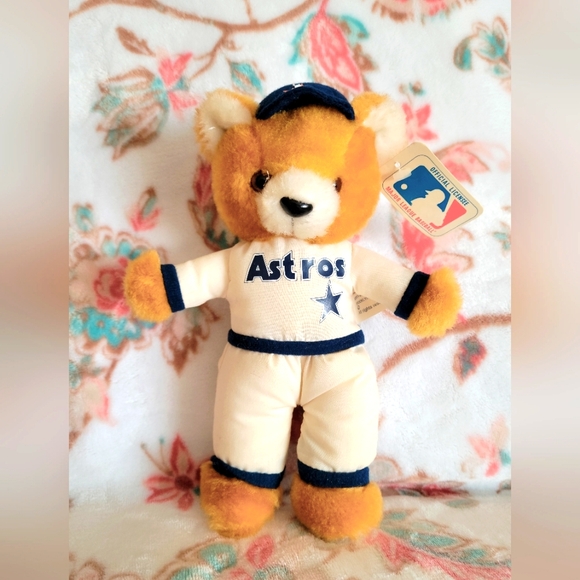 Vintage Houston Astros Plush Teddy Bear New w/ Tags Steven Smith 1980s 12" - Picture 1 of 3